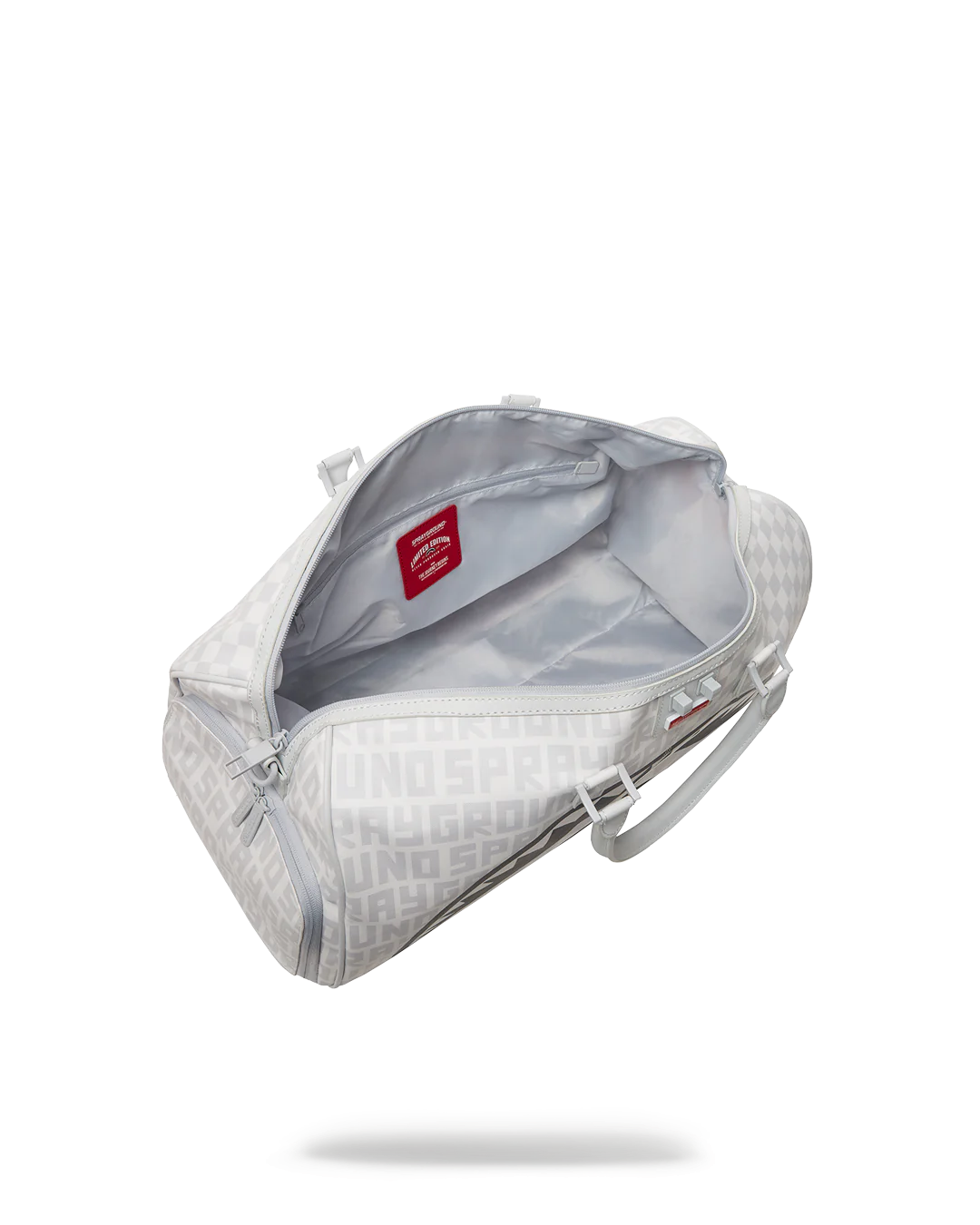 SPRAY GROUND SPLIT THE CHECK (PEARL) DUFFLE